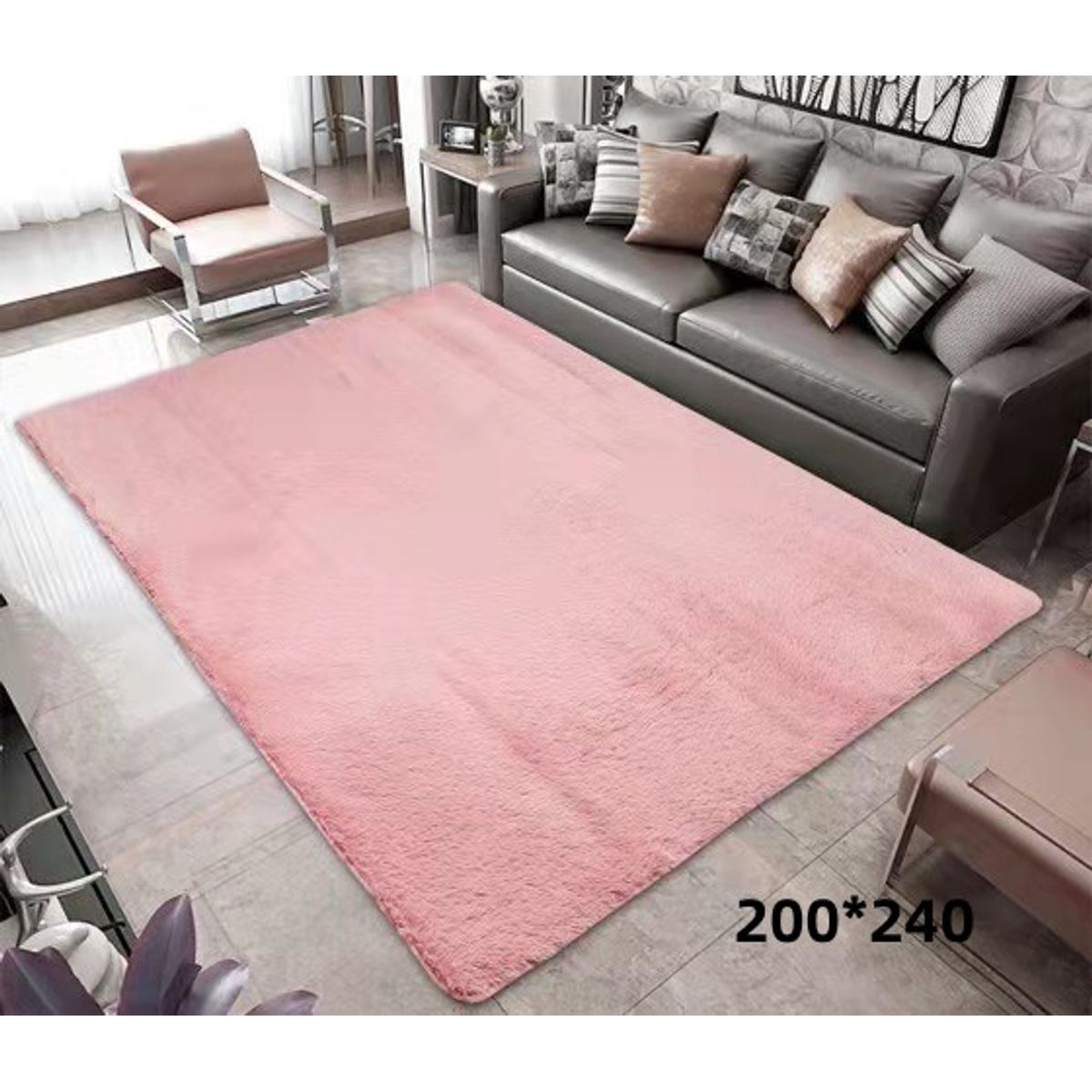 GENERICO - alfombra tipo shagy peluda con antideslizante 180x200