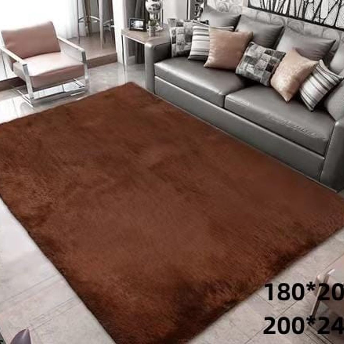 GENERICO - alfombra tipo shagy peluda con antideslizante 180x200