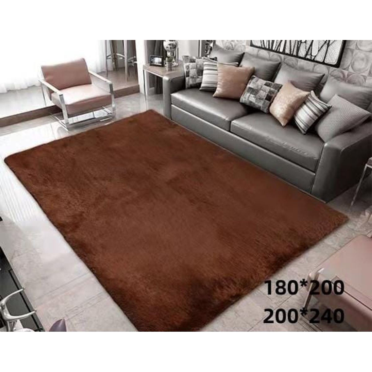 GENERICO - alfombra tipo shagy peluda con antideslizante 180x200