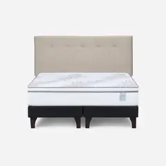 ROSEN - Cama Europea Neo Plus 2 Plazas + Respaldo New Bennet Natural