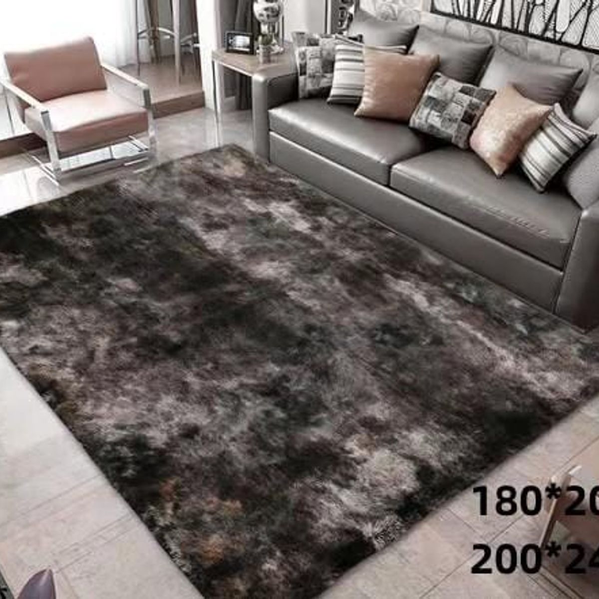 GENERICO - alfombra tipo shagy peluda con antideslizante 180x200