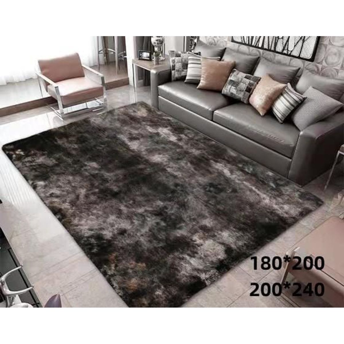 GENERICO - alfombra tipo shagy peluda con antideslizante 180x200