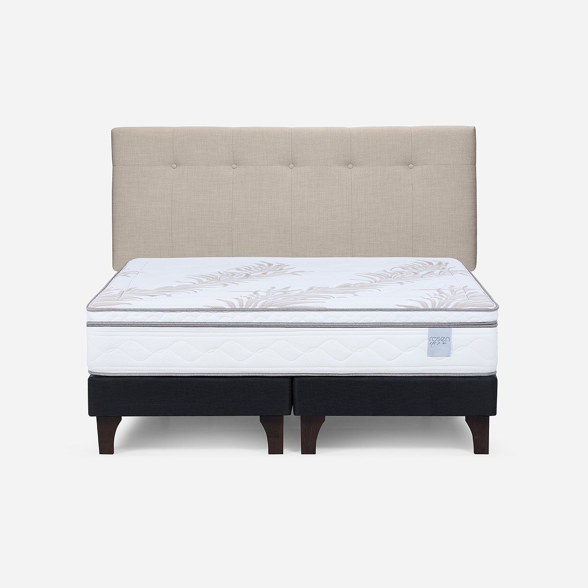 ROSEN - Cama Europea Neo Plus King + Respaldo New Bennet Natural