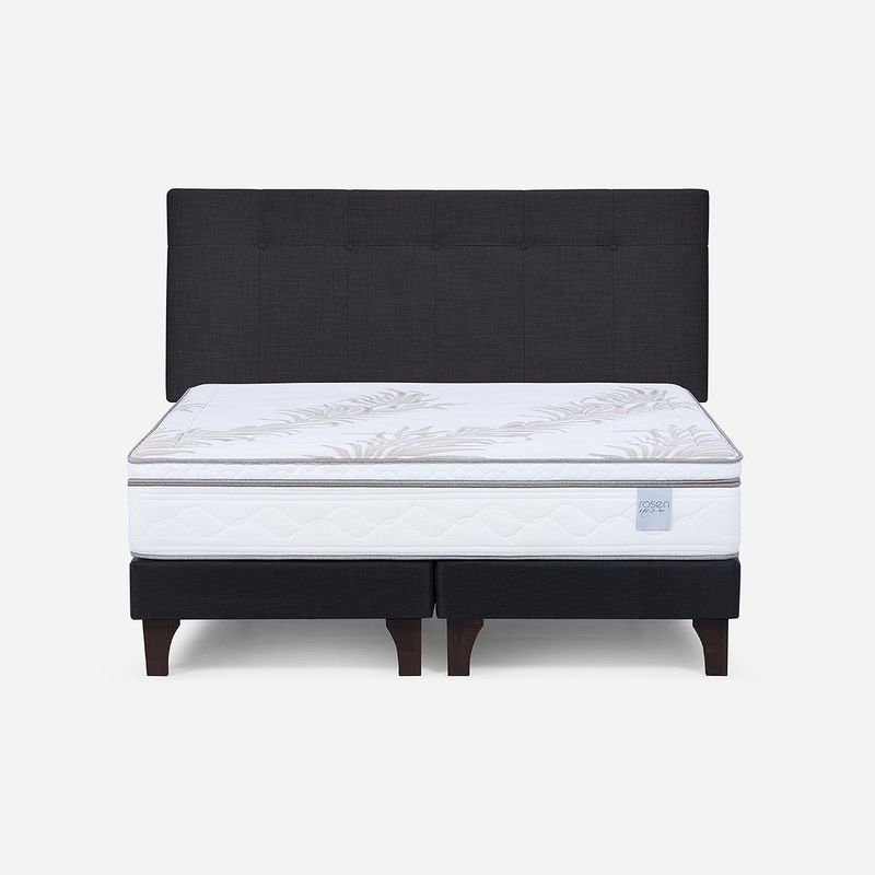 ROSEN - Cama Europea Neo Plus King + Respaldo New Bennet Grafito