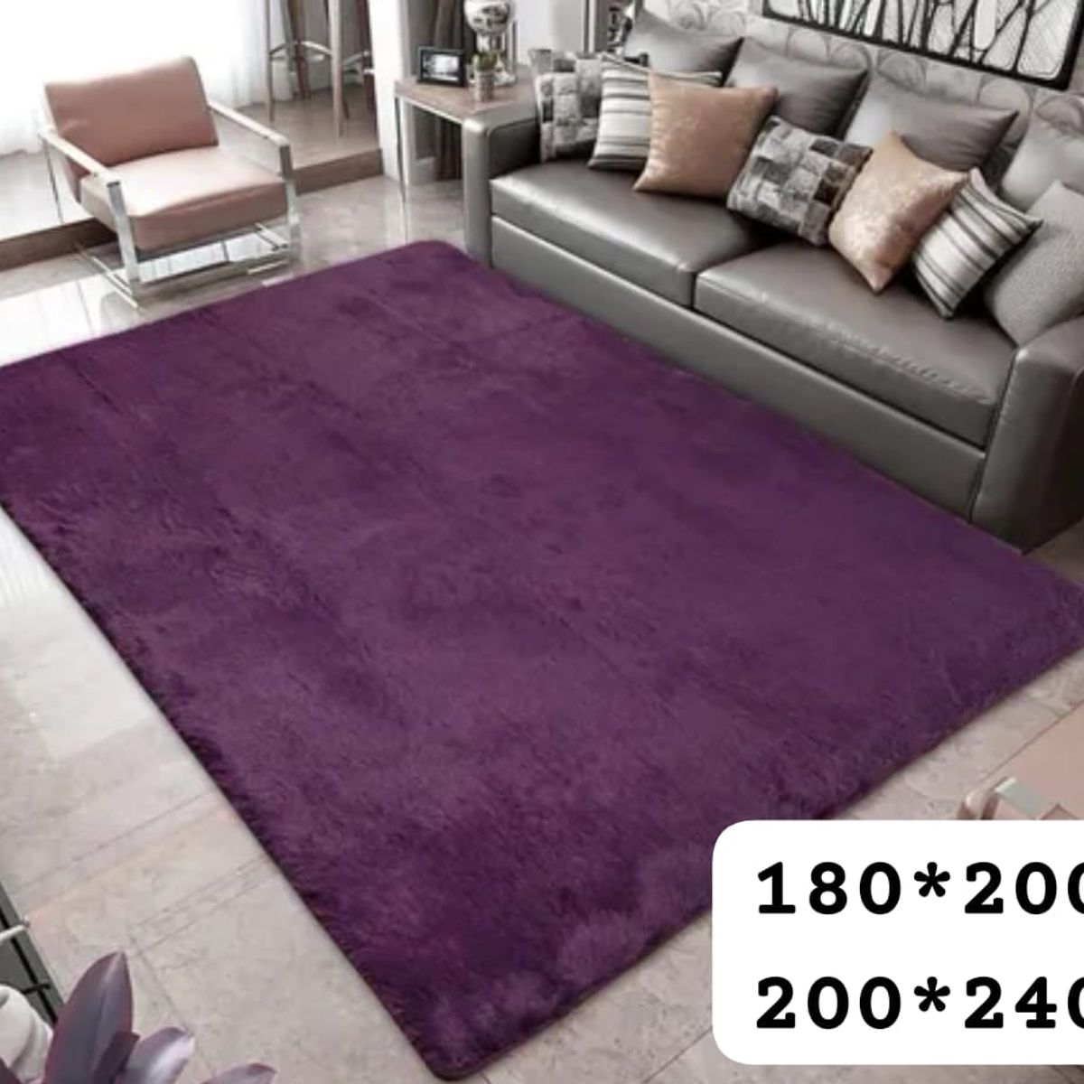 GENERICO - alfombra tipo shagy peluda con antideslizante  240x200