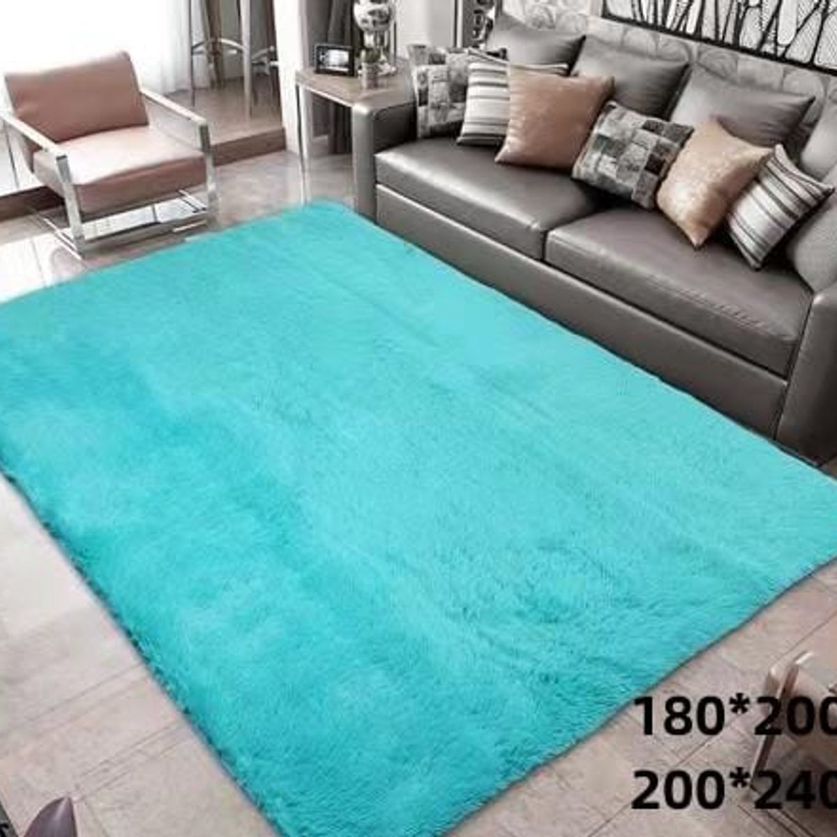 GENERICO - alfombra tipo shagy peluda con antideslizante 200x240