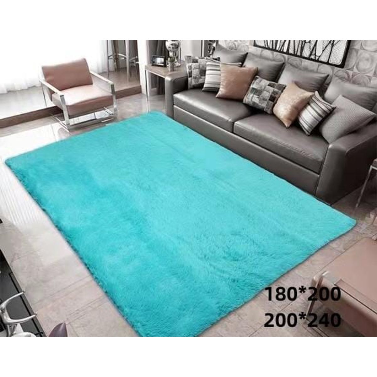 GENERICO - alfombra tipo shagy peluda con antideslizante 200x240