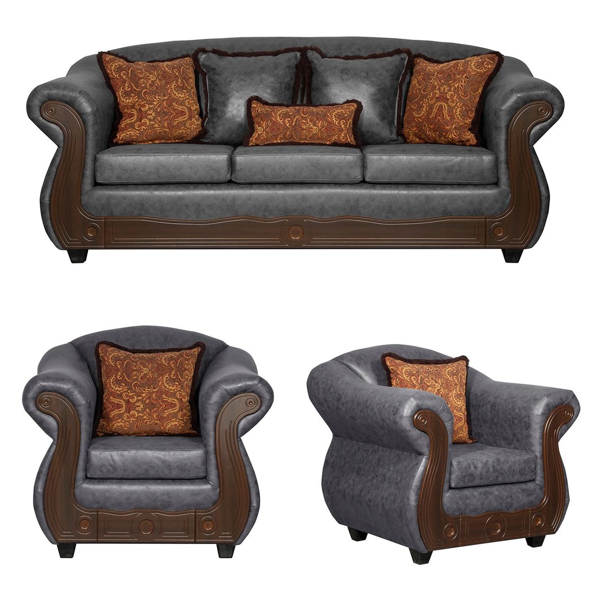 BLACK FACTORY - Juego de Living 3 1 1 Estambul Gris