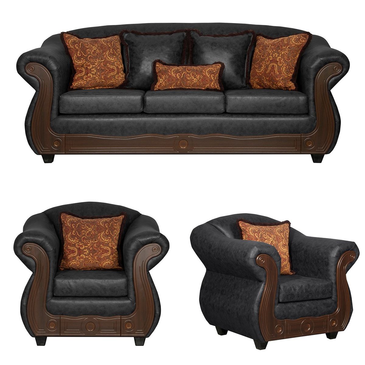 BLACK FACTORY - Juego de Living 3 1 1 Estambul Negro