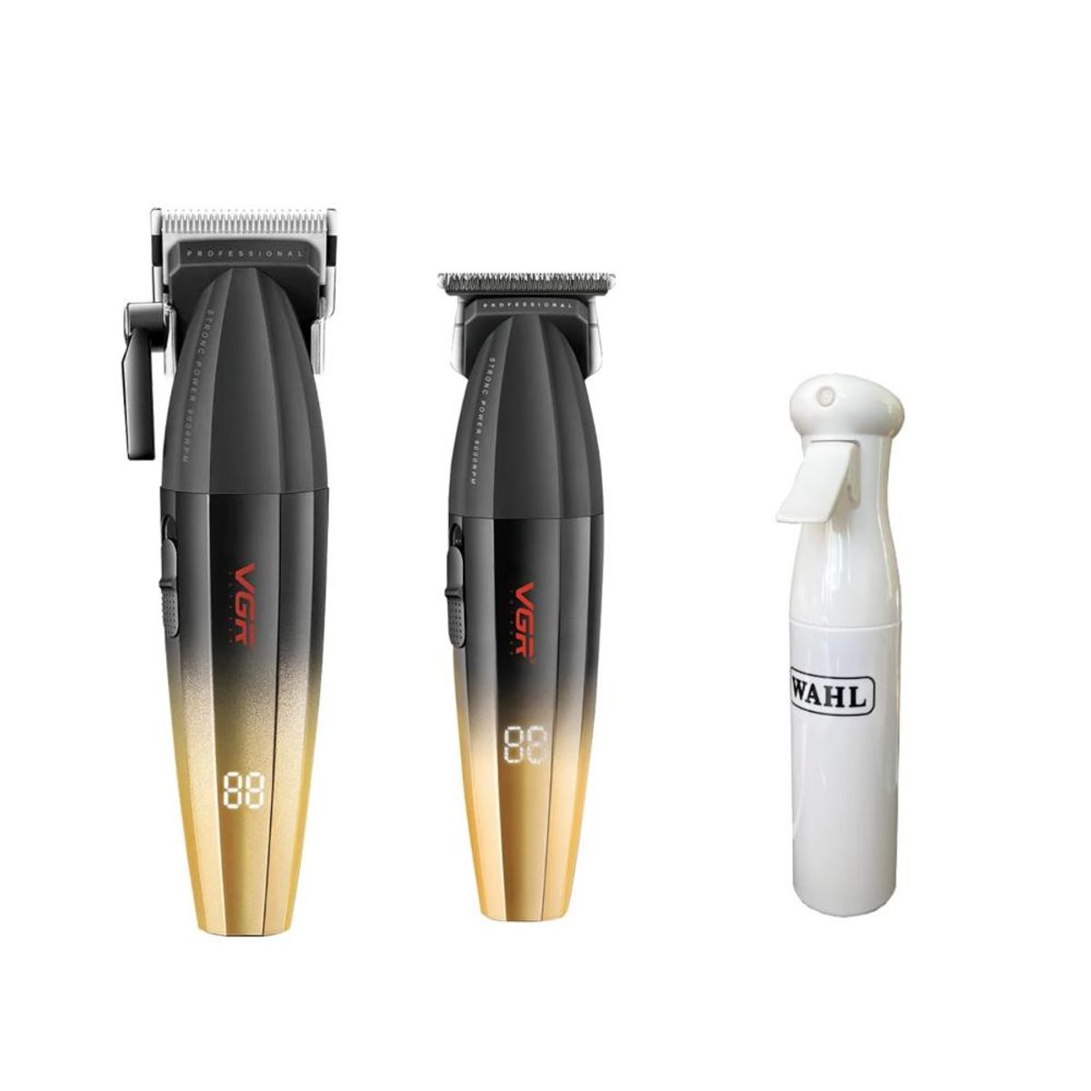 VGR VOYAGER - Barber Combo VGR Profesional Gold Clipper y Trimmer 9000RPM