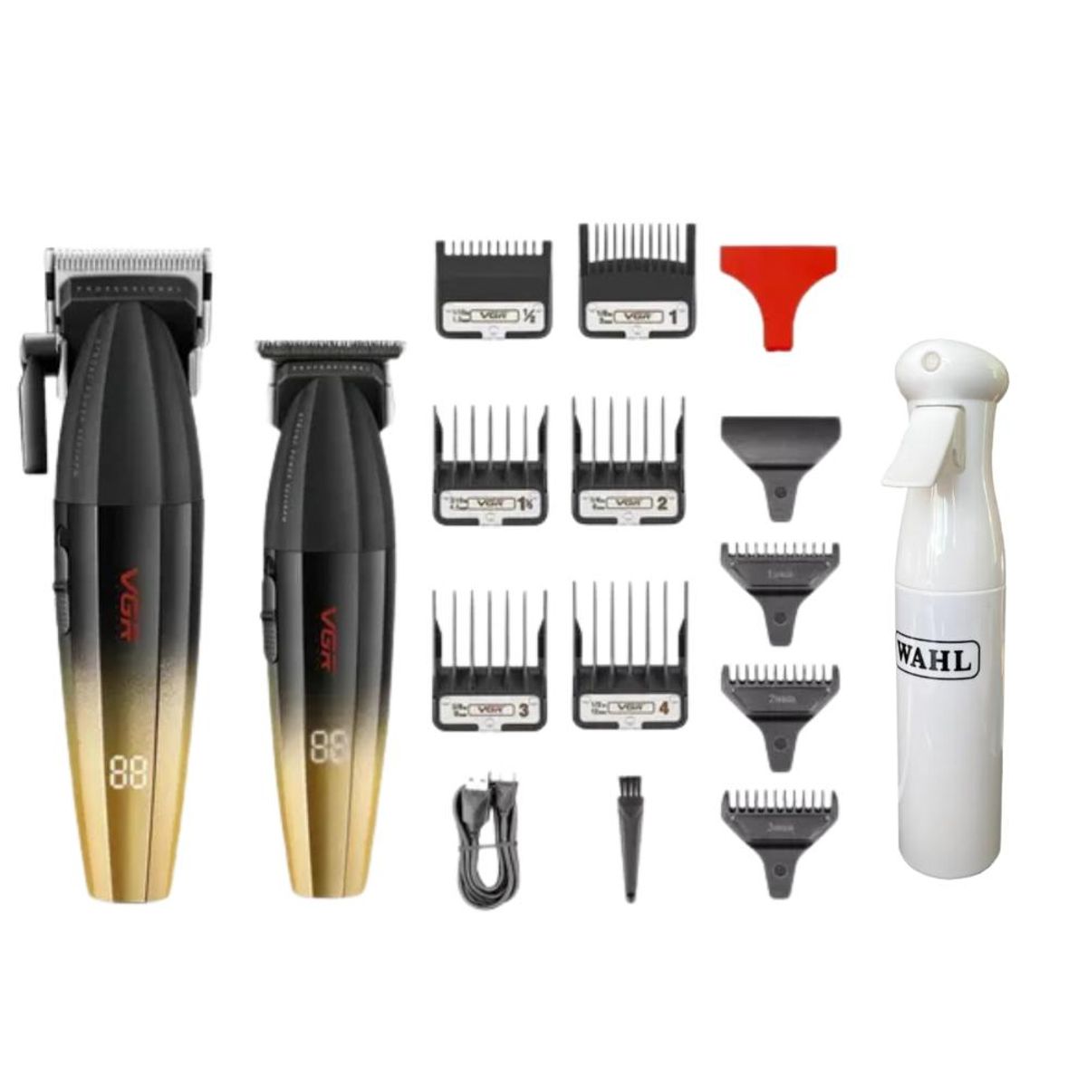 VGR VOYAGER - Barber Combo VGR Profesional Gold Clipper y Trimmer 9000RPM