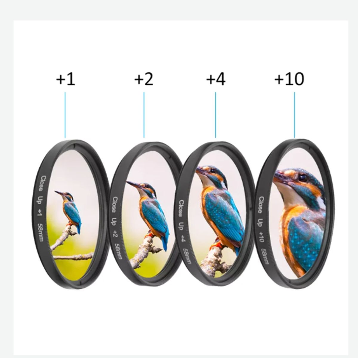 GENERICO - KIT FILTROS MACRO EFECTO LUPA +1 +2 +4 +10 49MM