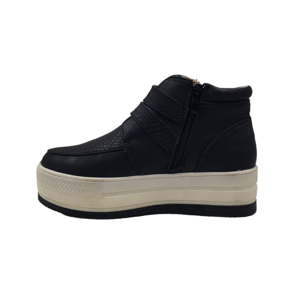 PAND G - Zapatilla Negra Caña Plataforma Mujer