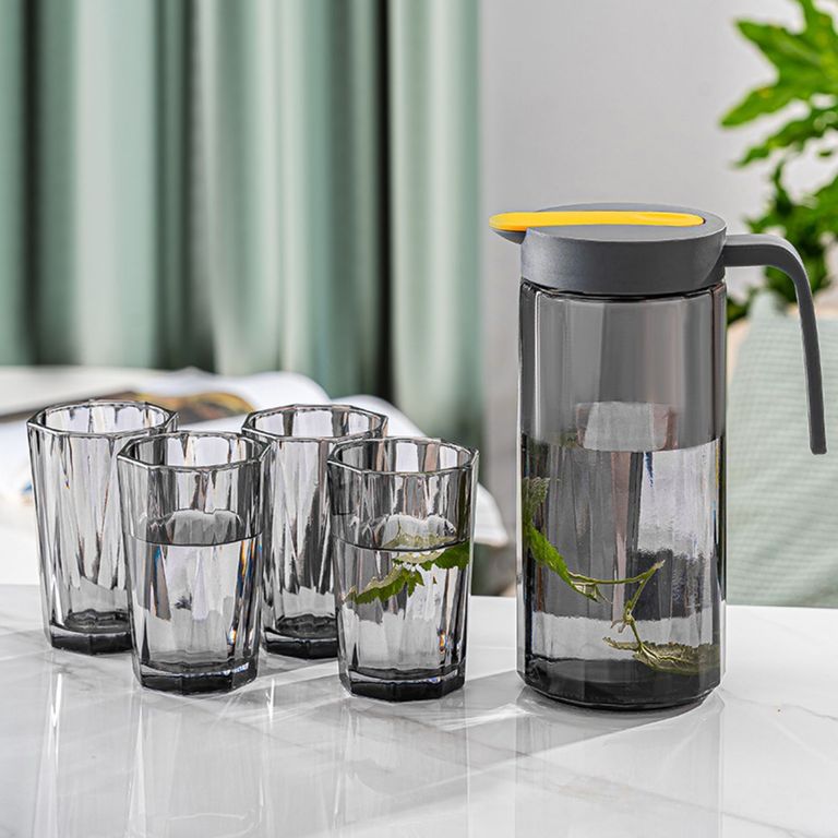 Juego de jarra de vidrio dosificadora con 4 vasos