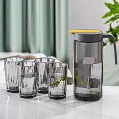 SANTU HOME & DECO - Jarra de Vidrio Dosificadora y 4 Vasos Vidrio