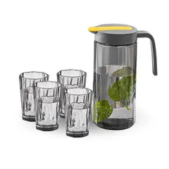 SANTU HOME & DECO - Jarra de Vidrio Dosificadora y 4 Vasos