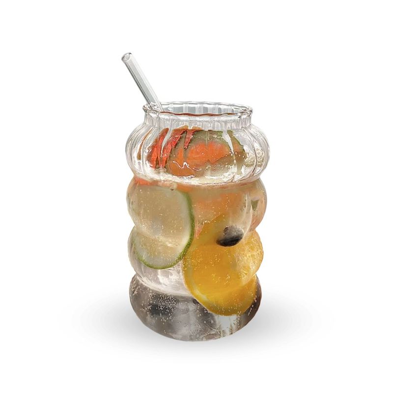SANTU HOME & DECO - Vaso Relieve con Bombilla 800ml