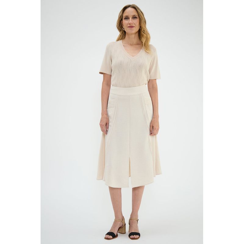 MA GRIFFE - Falda Larga Beige Mujer Magriffe