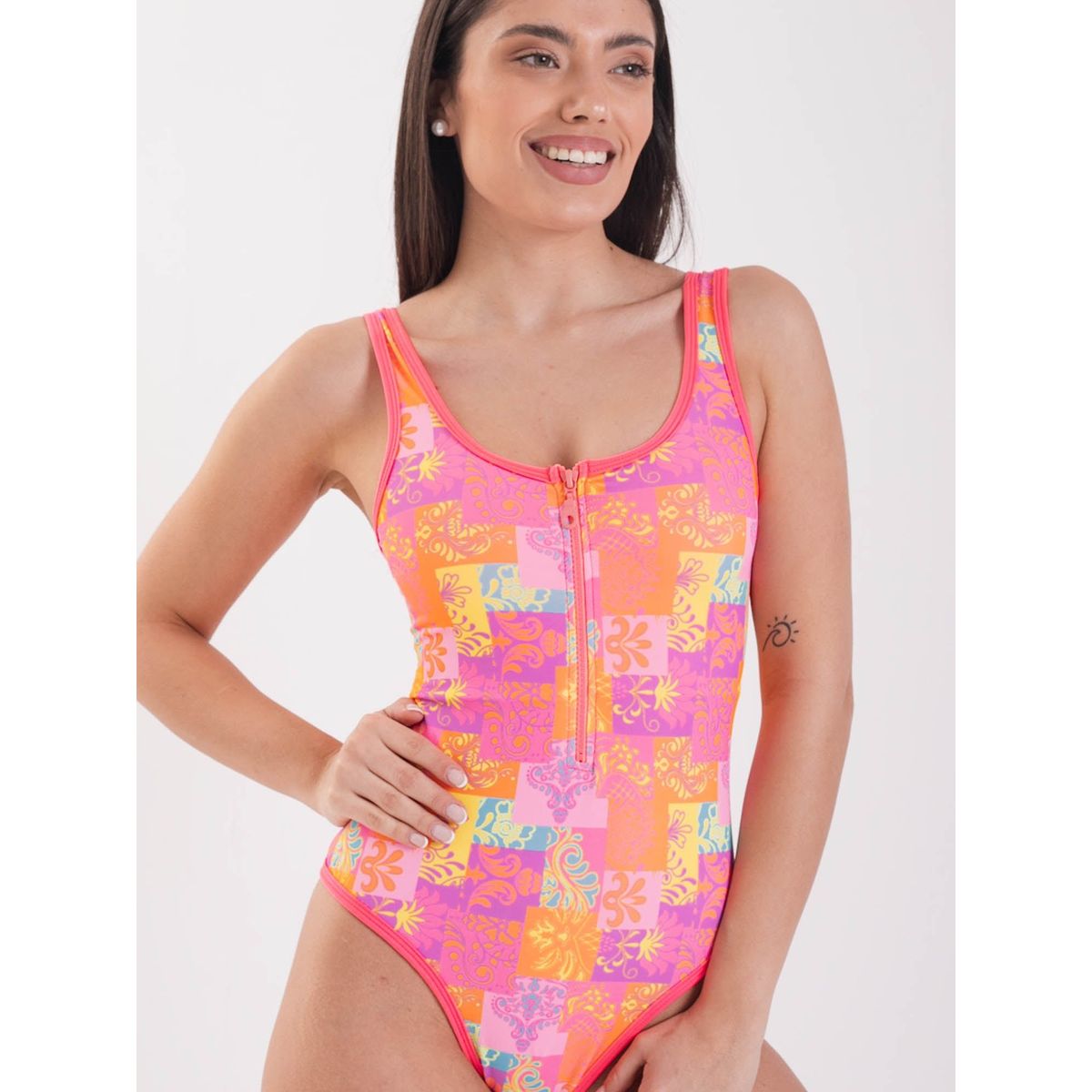 DAIKIRI BIKINIS - Daikiri Traje de Baño Mujer Negro Liso Control Abdomen Deportivo UV 50+