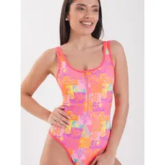 DAIKIRI BIKINIS - Daikiri Traje de Baño Mujer Negro Liso Control Abdomen Deportivo UV 50+