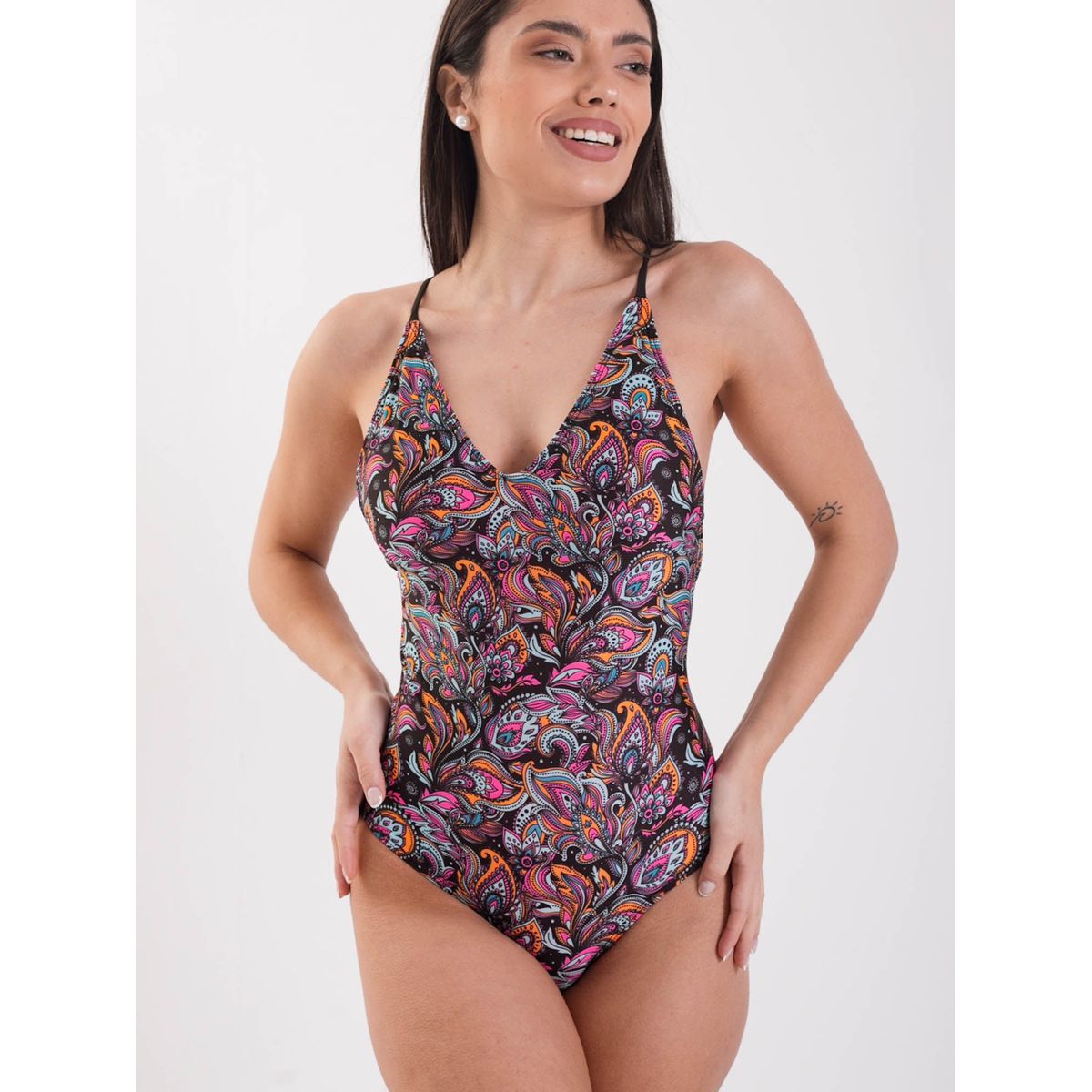 DAIKIRI BIKINIS - Daikiri Traje de Baño Mujer Negro Liso Deportivo Control Abdomen UV 50+