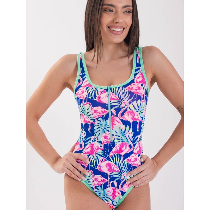 DAIKIRI BIKINIS - Daikiri Traje de Baño Mujer Negro Liso Control Abdomen Deportivo UV 50+