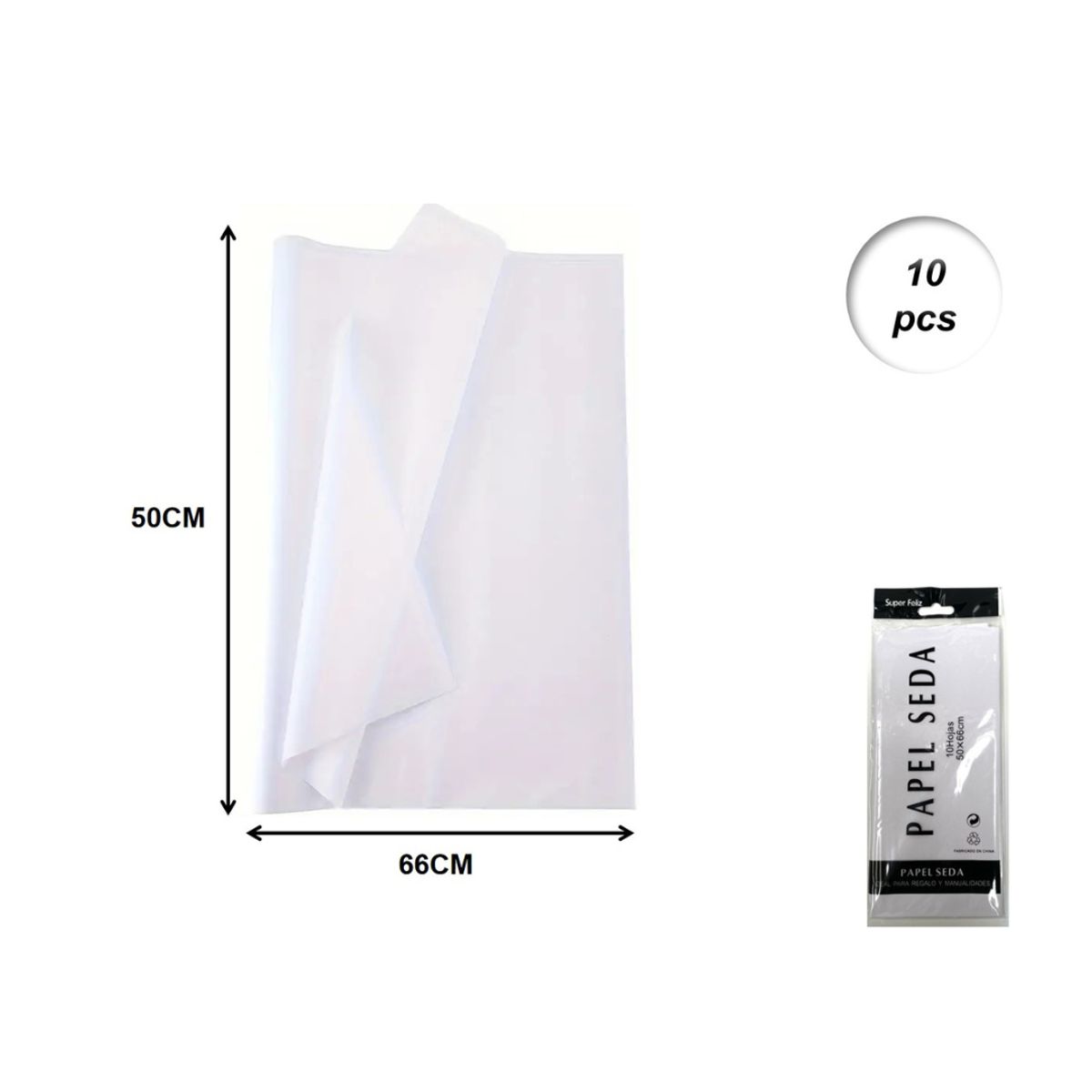 GENERICO - PAPEL DE SEDA 10 PCS 50 CM X 66 CM