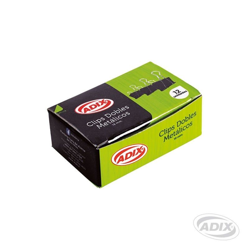 ADIX - Clip Doble 19Mm 12U Negro 017 Adix