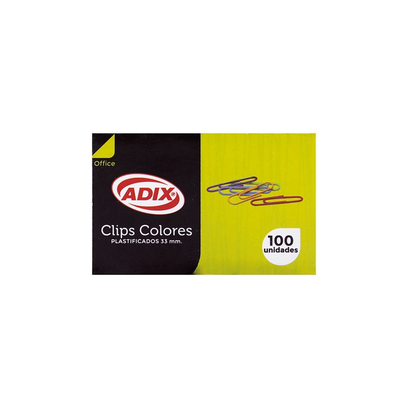 ADIX - Clip Metal 33Mm Plastificado 100U 013 Adix