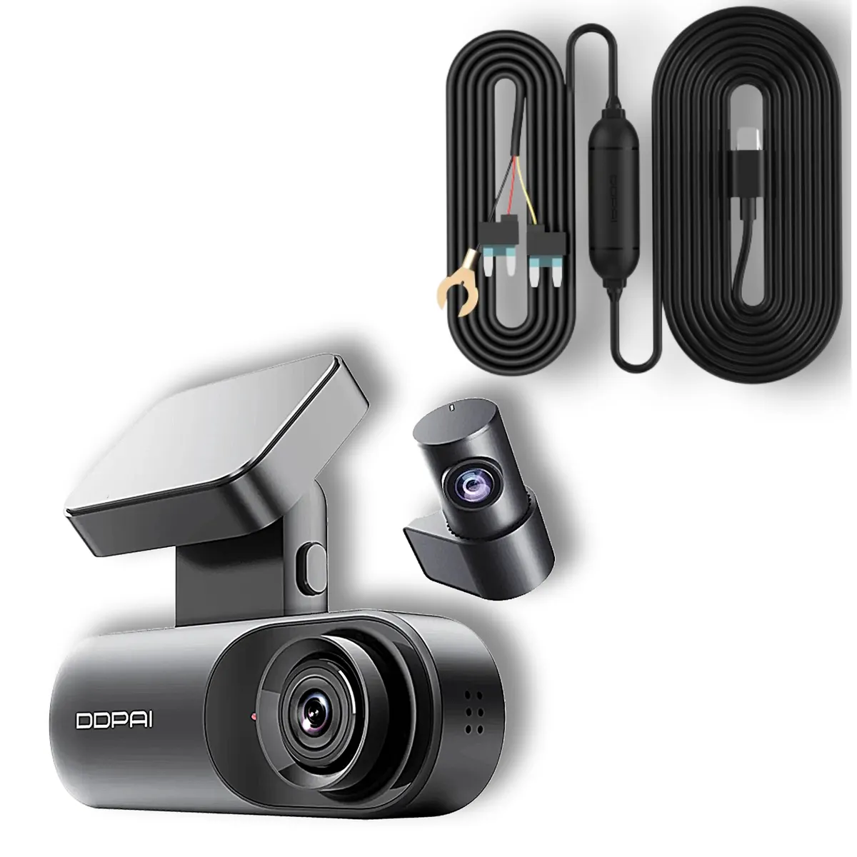 DDPAI - Cámara de vehículo dual 25K GPS Wifi DDPAI N3 Pro Dash Cam + cableado