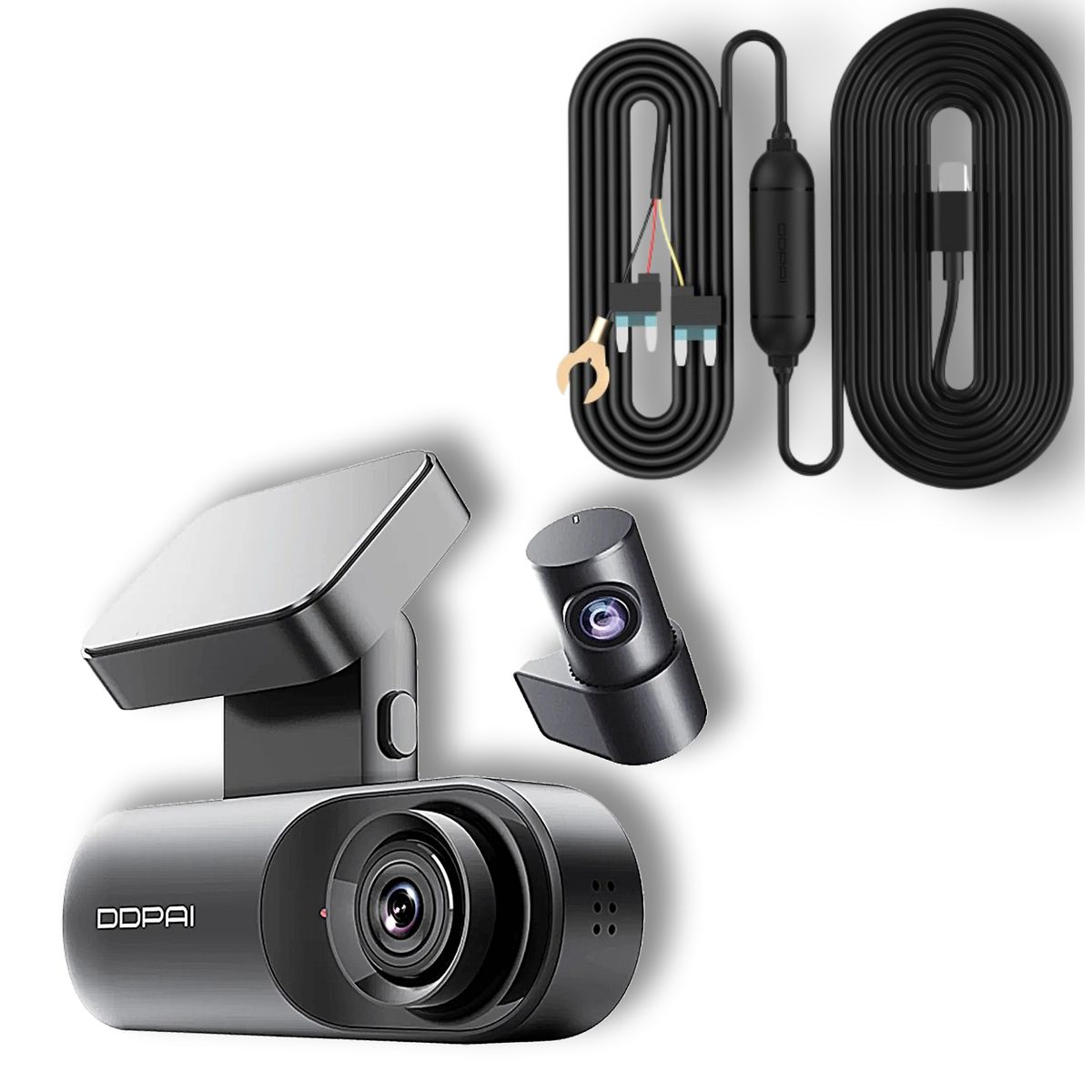 DDPAI - Conjunto Cámara vehículo 25K GPS Wifi DDPAI N3 Pro Dash Cam + cableado