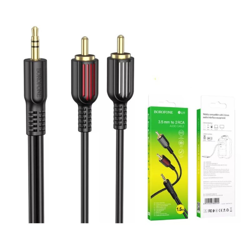 GENERICO - Cable Aux Audio BL11 35mm A Doble Rca Borofone BL11