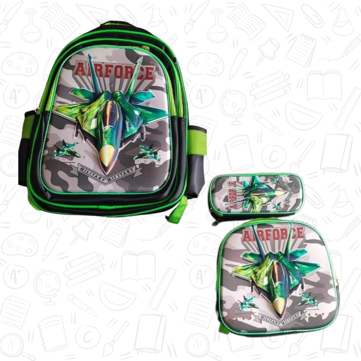 GENERICO - Set De 3 Mochila De Ruedas Con Lonchera y Estuche Para Niños
