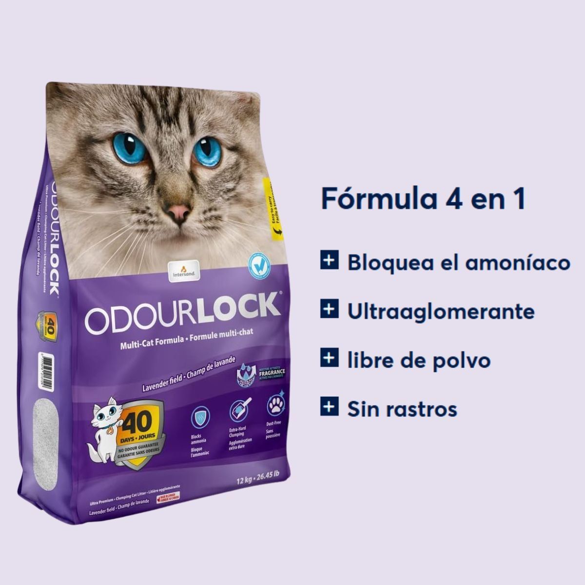 GENERICO - OdourLock Arena Sanitaria Para Gatos 12kg Lavanda