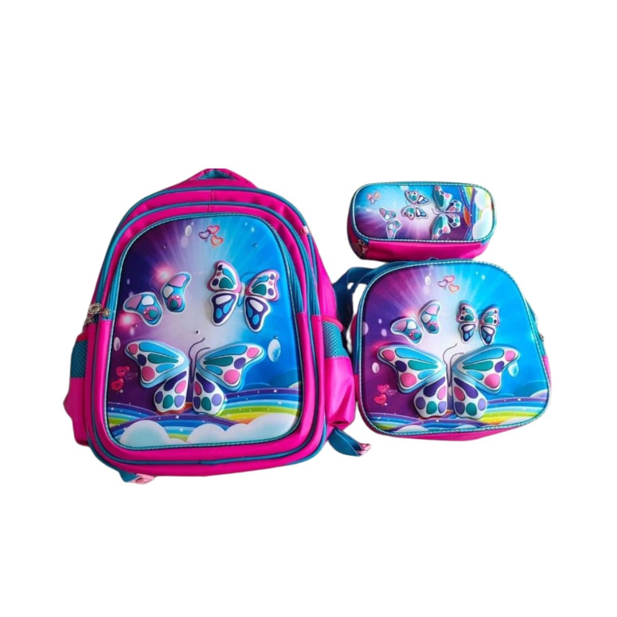 GENERICO - Set De 3 Mochila De Ruedas Con Lonchera y Estuche Para Niños