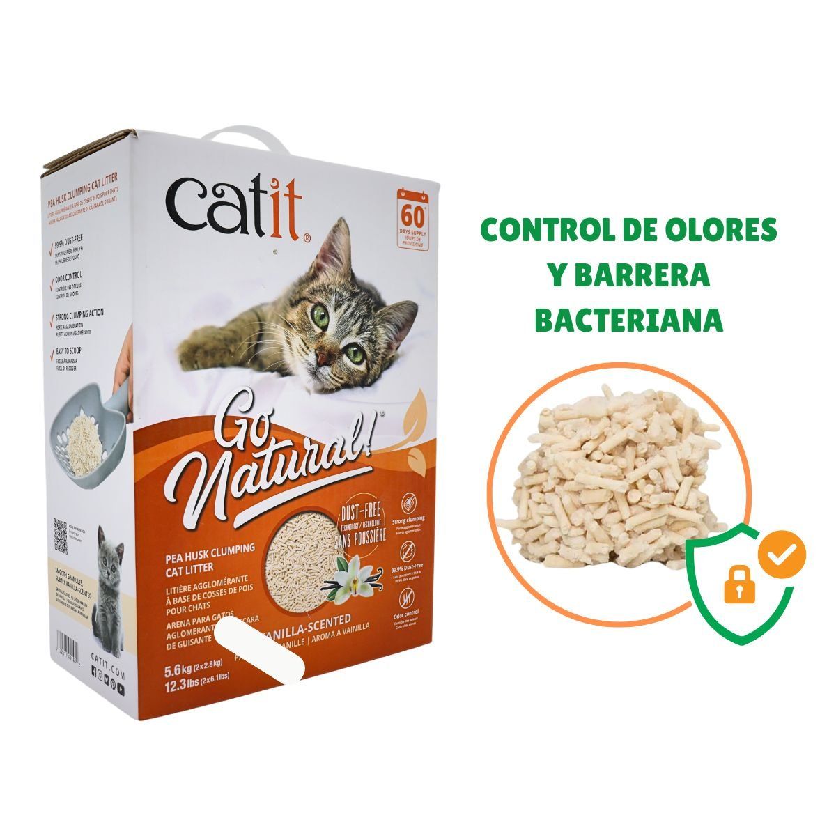 CATIT - Catit Go Natural Arena Sanitaria Para Gatos 5.6 kg Vainilla
