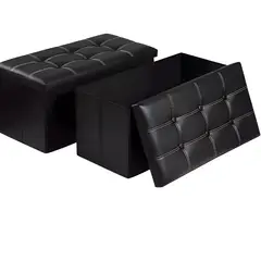 GENERICO - Puff Baul Organizador Rectangular - NEGRO - 38cm x 76cm x 38cm
