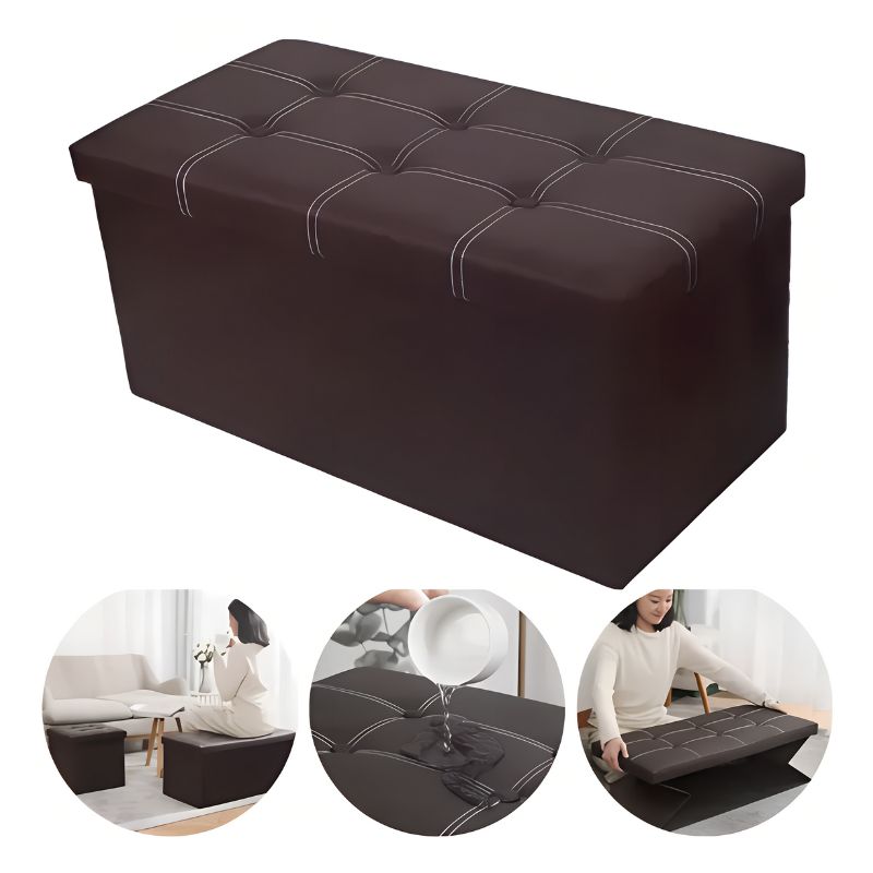 GENERICO - Puff Baul Organizador Rectangular - CAFE - 38cm x 76cm x 38cm