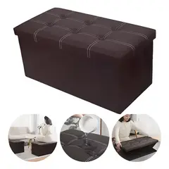 GENERICO - Puff Baul Organizador Rectangular - CAFE - 38cm x 76cm x 38cm