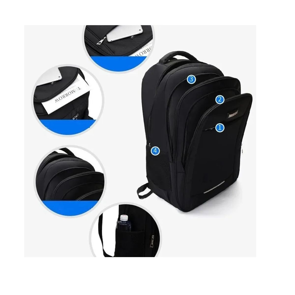 CARIBEE - Mochila Bolsos Impermeable Gran Capacidad Ejecutiva Negro