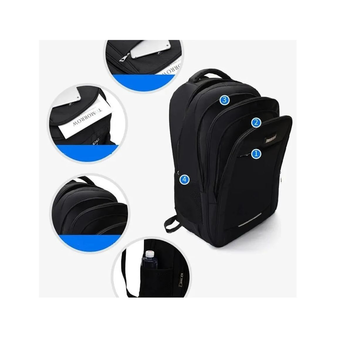 CARIBEE - Mochila Bolsos Impermeable Gran Capacidad Ejecutiva Negro