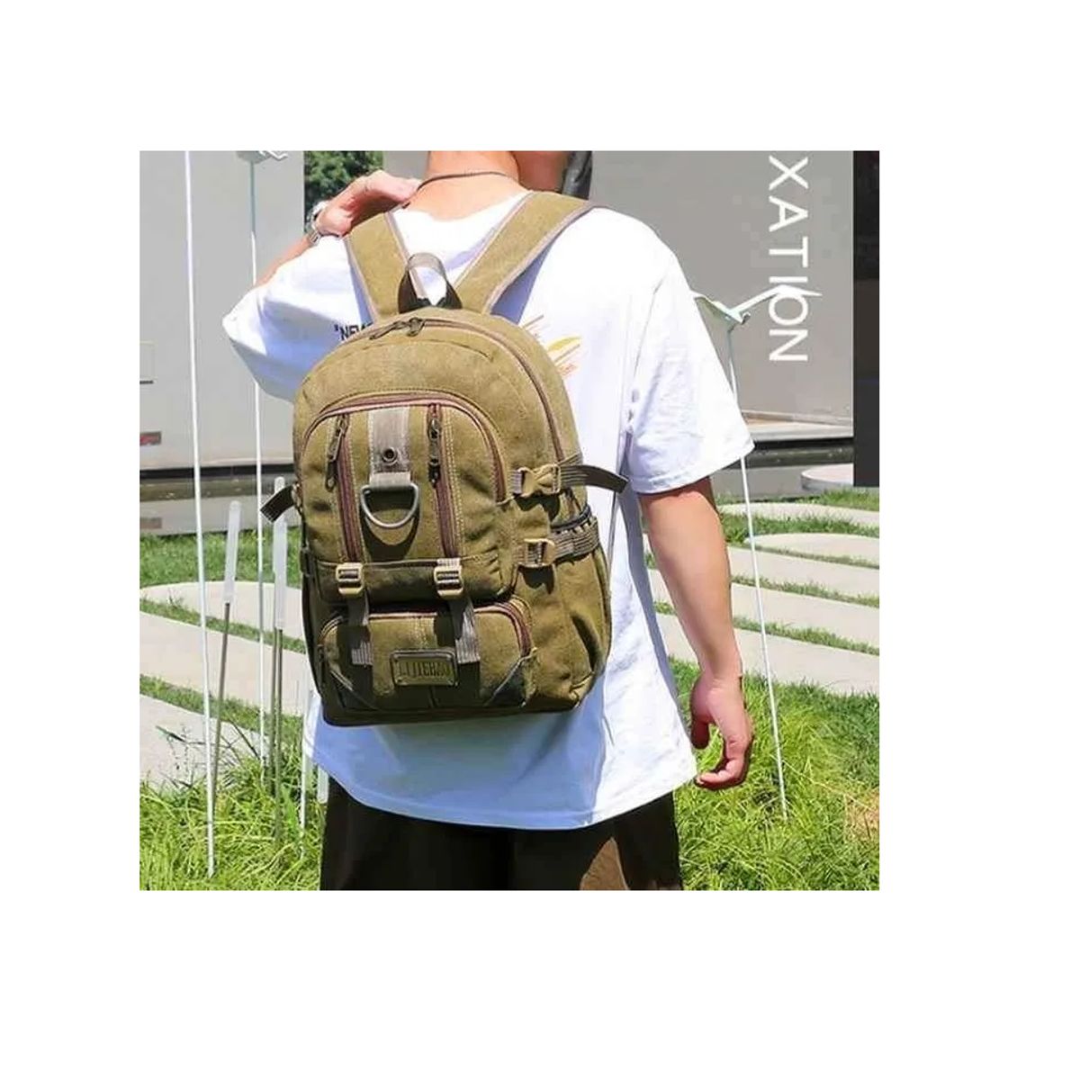 CARIBEE - Mochila Military Camuflada Casual Cafe