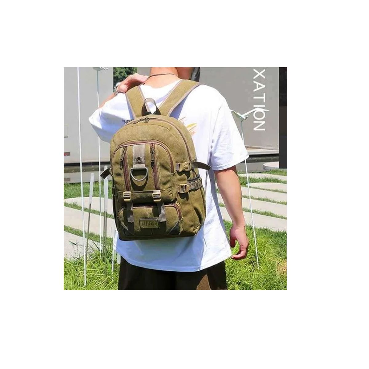 CARIBEE - Mochila Military Camuflada Casual Cafe