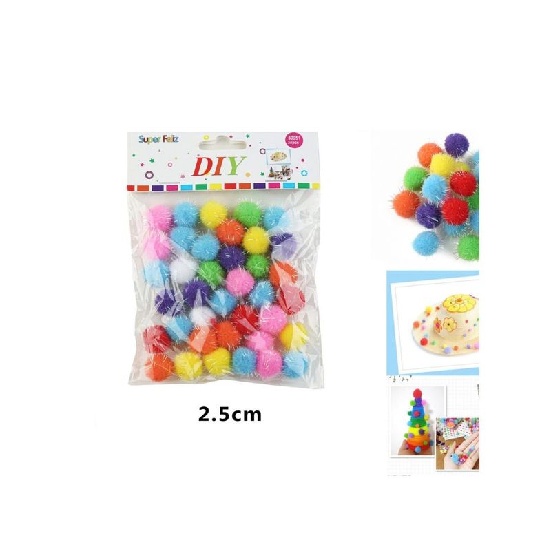 GENERICO - BOLAS DE POM POM MULTICOLOR