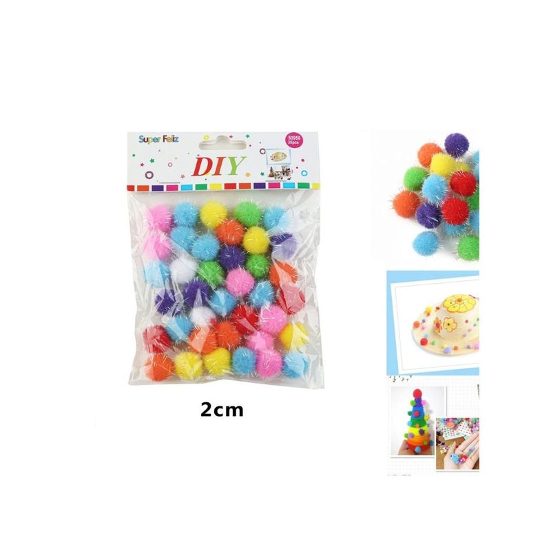 GENERICO - BOLAS DE POM POM MULTICOLOR