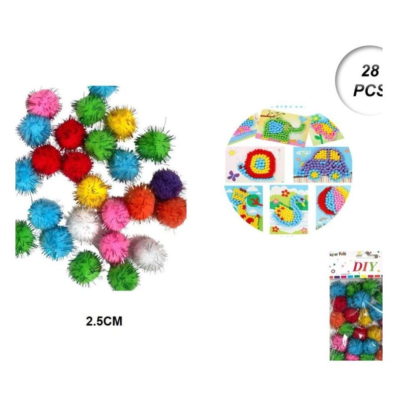 GENERICO - BOLAS DE POM POM MULTICOLOR