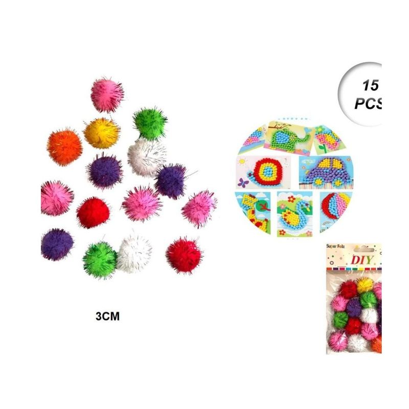 GENERICO - BOLAS DE POM POM MULTICOLOR
