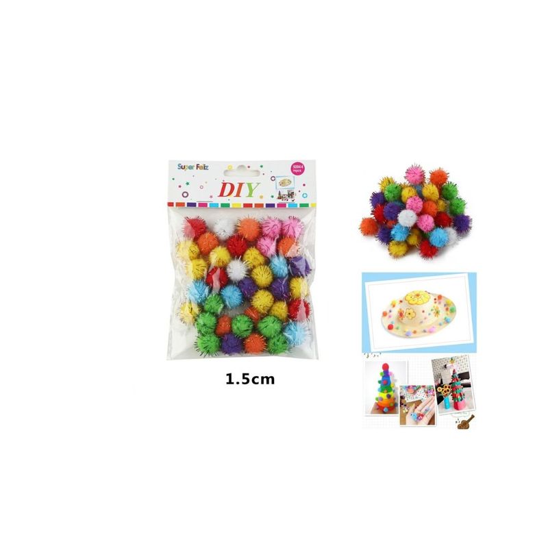 GENERICO - BOLAS DE POM POM MULTICOLOR