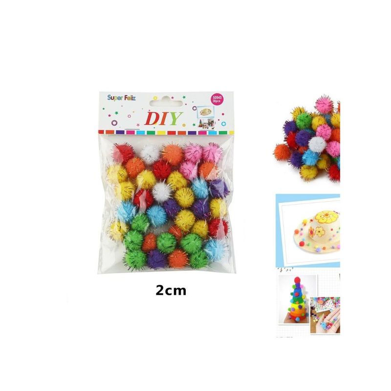 GENERICO - BOLAS DE POM POM MULTICOLOR