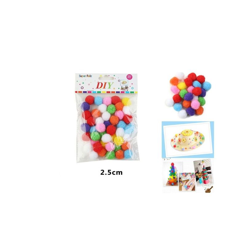 GENERICO - BOLAS DE POM POM MULTICOLOR